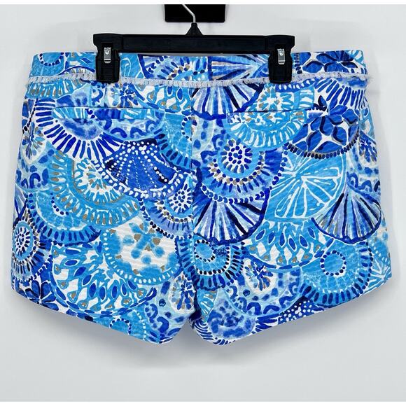Lilly Pulitzer Adie Shorts Half Shell turquoise blue sea shells summer preppy 8 - Picture 8 of 10